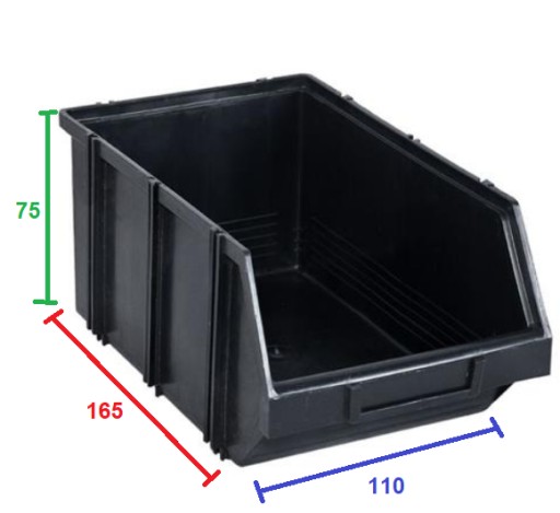 Plastová nádoba na skrutky MODBOX 1.1, čierna