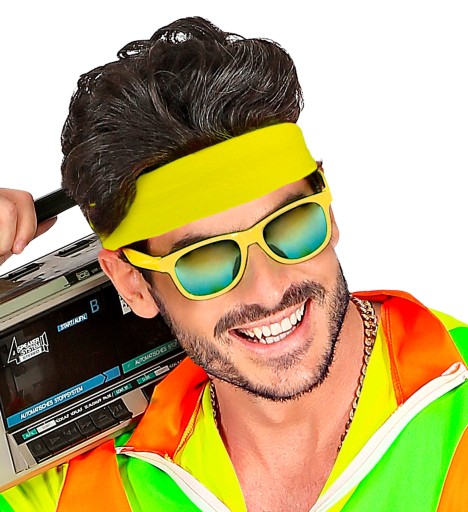 Neónová ŽLTÁ Čelenka Disco Disco 70. roky 80. roky Fašiangový ples