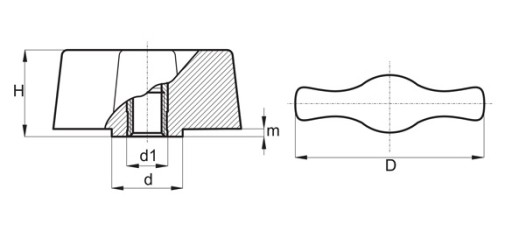 MOTÝĽ NÁVLEK NA OVLÁDANIE M6 30mm MATICA RÚČKY