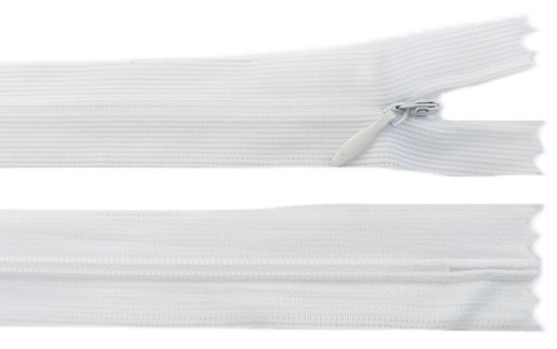 Vnútorný špirálový zips 60 cm, nerozoberateľný, biely