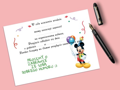 POZVÁNKA MICKEY MOUSE NA NARODENINY DIEŤAŤA + OBÁLKA ZDARMA