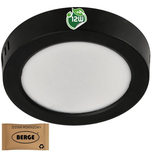 LED stropné svietidlo prisadené na povrch 12W 1200lm 4000K neutrálne čierne okrúhle