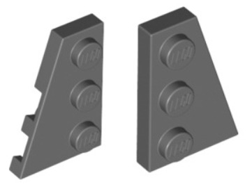 LEGO Wedge L a R krídlový tanier 3x2 tmavosivá 43723 43722 - 1 sada