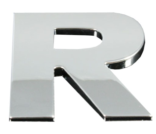 Nálepka Emblém Chrome 3D Číslo Písmeno Písmeno R