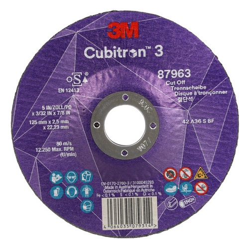 3M Cubitron 3 rezací kotúč, 87963, P36+, T42, 125 mm x 2,5 mm x 22,23 mm