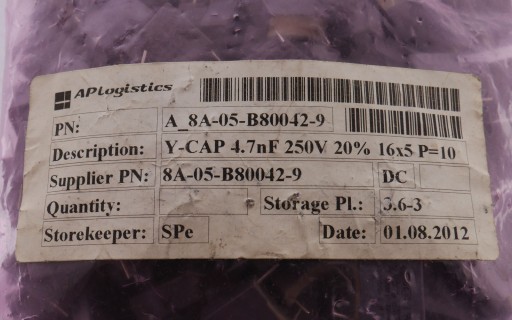 AP LOGISTICS 4,7nF 250V 20% FILMOVÝ KONDENZÁTOR 10 kusov