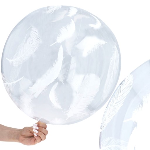 Priehľadný balón 50 cm Mega veľký krištáľový balón s ozdobou peria