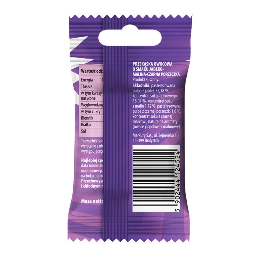 Snack slimák ovocný pásik jablko malina čierna ríbezľa ZAJAČIK NINJA