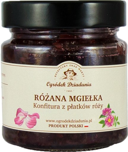 RUŽOVÉ LISTY RUŽOVÝ DŽEM PINÝ S CITRÓNOM 240g Ogródek Dziadunia