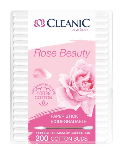Vatové tyčinky Cleanic Rose Beauty 200 ks.