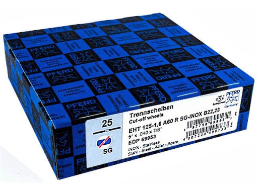 REZNÉ KOTOUČE NA ŠTÍT NA KOV, INOX OCEL 125x1,6 PFERD SG GERMANY