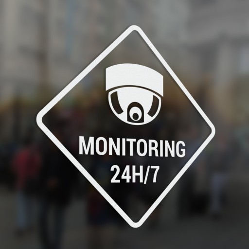 Monitorovanie 24/7 - výstražná nálepka 15x15cm