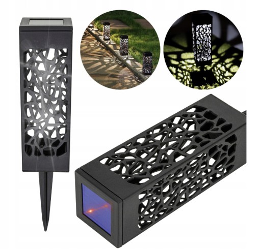 ZÁHRADNÁ SOLÁRNA LAMPA ČIERNA STÓĽOVÁ LED LAMPA 18x6x6 cm