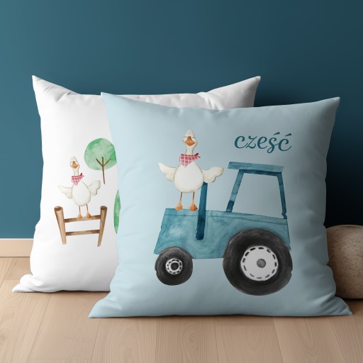 Bavlnená obliečka na vankúš 40x40 cm Detexpol traktor farmárske zvieratá bavlna