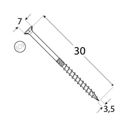 TESÁRSKE SKRUTY DO DREVA CS 3,5x30 TORX PROTIHLAVICE DOMAX 200KS