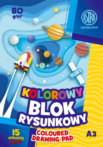 FAREBNÝ BLOK A3 VEĽKOFORMÁT 15 LISTOV 80g/m HMOTNITE FARBENÉ