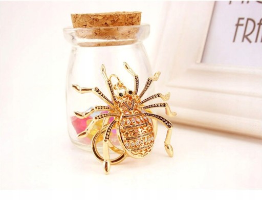 KEYRING Kľúčenka Spider, zlatá, zirkóny