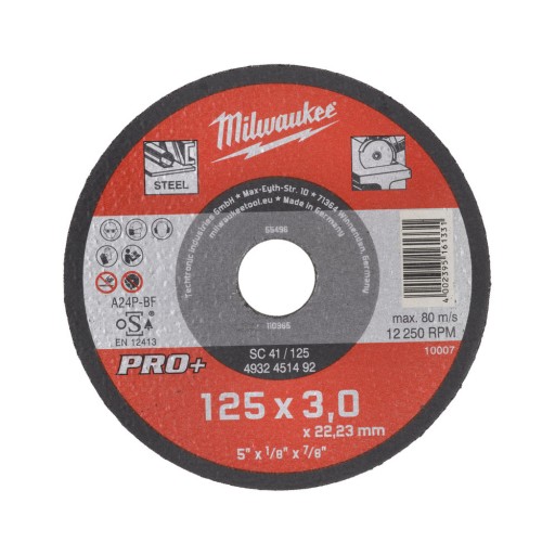 MILWAUKEE PRO+ KOVOVÉ REZNÉ KOTOUČE 125mm x 3mm