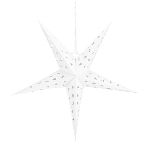 DEKORATÍVNA HVIEZDA 10LED PAPIER 25cm VITRÁŽ STUDENÁ BIELA 3D LAMPA