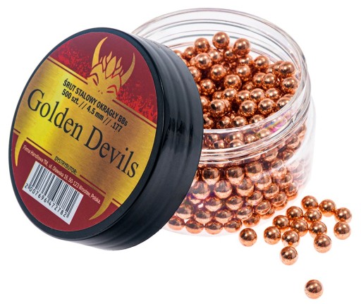 Okrúhle guľovité oceľové pelety BB Golden Devils 4,5 mm 500 ks.