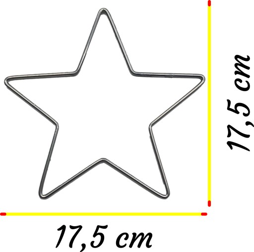 Kovová hviezda STRIEBORNÁ 17,5 cm drôtená obruč