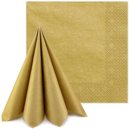PartyDeco papierové obrúsky GOLD METALLIC klasické metalické 3 vrstvy. 20