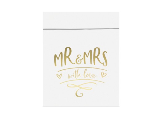Sladké vrecúška Mr & Mrs, biele, 6 ks.