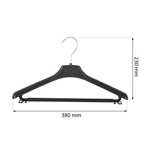 Univerzálny čierny vešiak na šaty, 38 cm