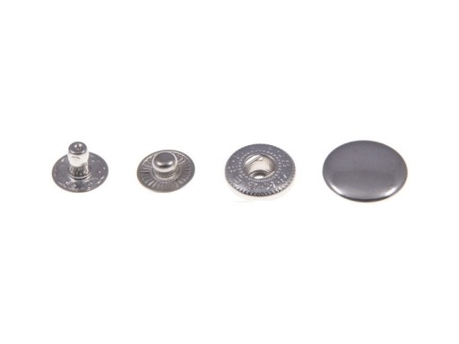 Stláčacie gombíky ALFA, kovové patentky, 17mm, STRIEBORNÉ, 10 sád