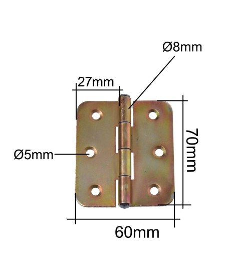 Pletený pánt 70 x 60mm konštrukcia, pozinkovaný zlato, 2 ks