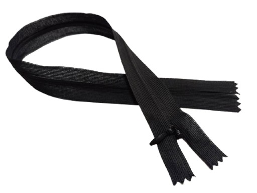 25 cm krytý špirálový zips, nerozopínateľný, čierny