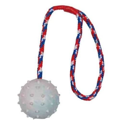 TRIXIE loptička z prírodnej gumy na šnúrke, priem 6 cm