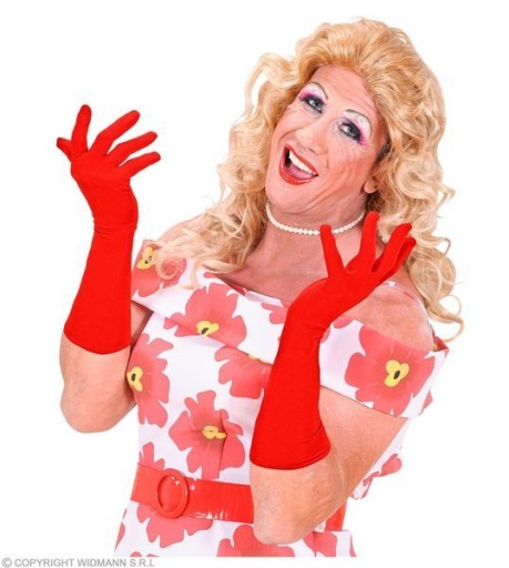 ČERVENÉ RUKAVICE LYCRA 37 CM RETRO BAL UNISEX