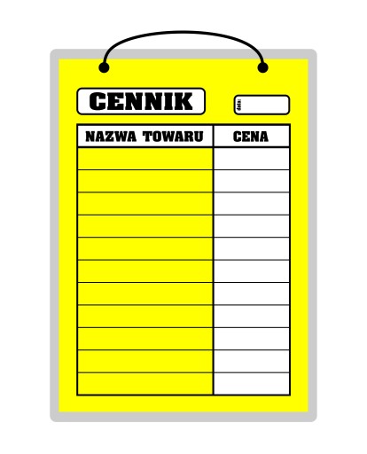 Laminátová doska CENNÍK žltá - A4