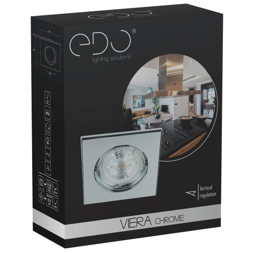 SADA Štvorcovej HALOGÉNOVEJ ŽIAROVKY, CHROME EDO + LED ŽIAROVKA