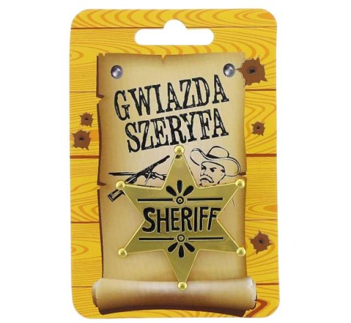 SHERIFF'S STAR kovový zlatý kovbojský odznak