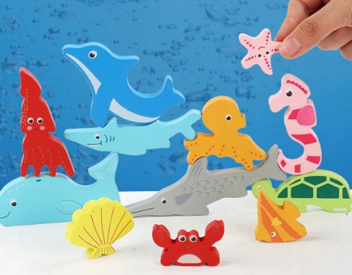 DREVENÉ BLOKY PUZZLE VZORY PUZZLE MONTESSORI