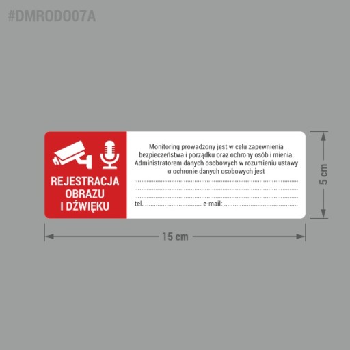 Monitoring, Záznam zvuku GDPR nálepka 5x15