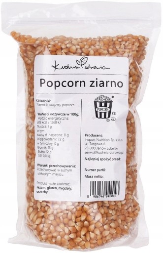 Zrno pukancov ZDRAVOTNÁ KUCHYŇA 1kg BEZ SOLI