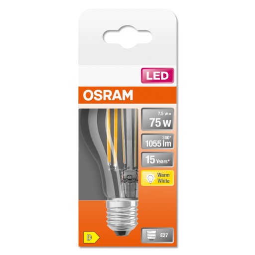 LED žiarovka E27 A60 7,5W 75W 2700K FILAMENT OSRAM