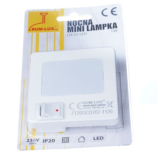 Štvorcová nočná lampa s LED kontaktom, žltá, 1W