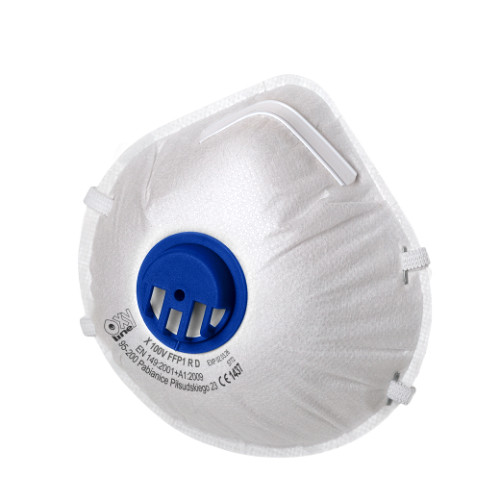 Protiprachová maska s modrým ventilom