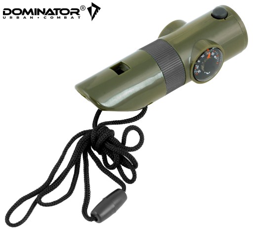 SURVIVAL TURISTICKÁ ZÁCHRANNÁ píšťalka DOMINATOR 6v1 S KOMPASOM A TEPLOMEROM