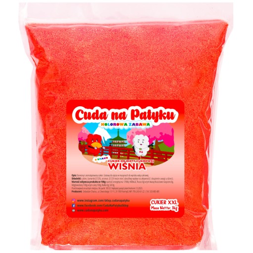 Farebný cukor do stroja na cukrovú vatu, ČEREŠŇOVÁ PRÍCHUŤ 1KG