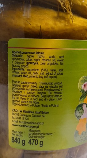 WALDIBEN Nakladané letné uhorky 0,840g