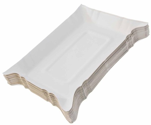 Podnosy papierové TANIERE biele grilovacie hranolky dezertné vafle podnos 14/20cm 50ks