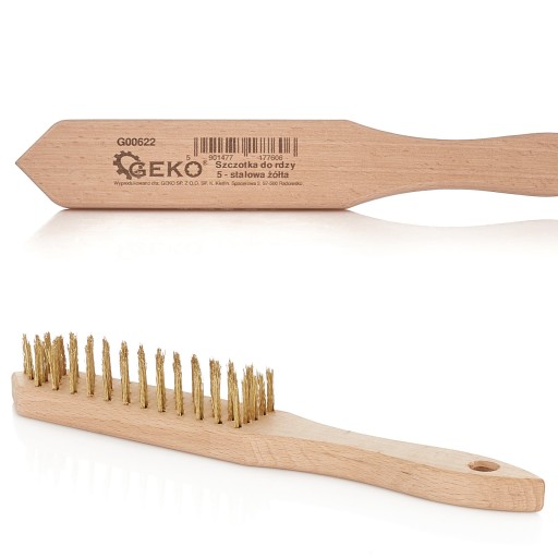 Žltá drôtená kefa, 5 radov, drevo