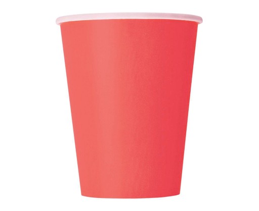 Červené hladké papierové poháre 270 ml 8 ks.