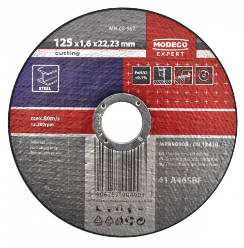 MODECO BRÚSNY KOTOÚČ NA REZANIE OCELE 125X1,0X22,23 MM PLOCHÝ (MN-68-962) 1 ks