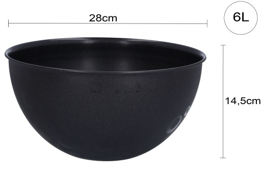 MISKA Plastové misky, veľká kuchyňa, 6l, na šalát, tortu, čierna, 28 cm